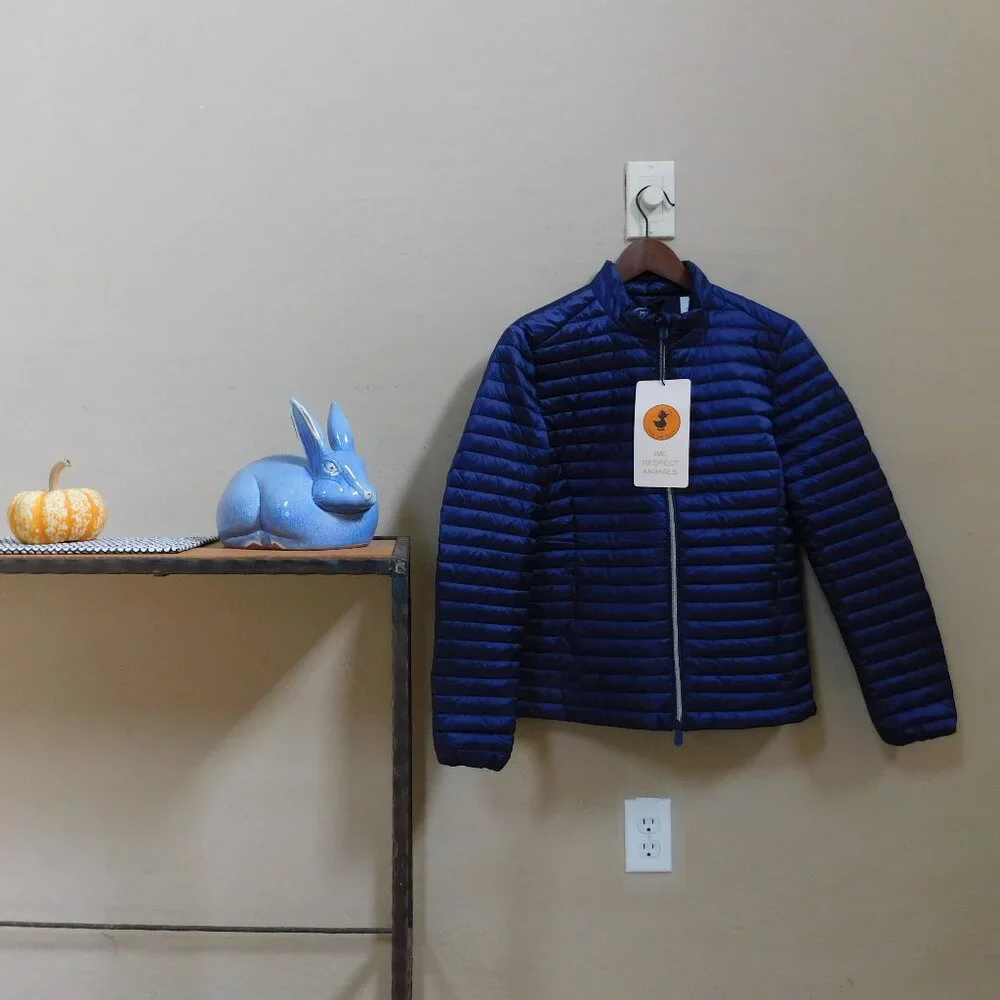 NWT Save The Duck Iris NLA Carly style navy Plumtech vegan down puffer jacket M - Picture 2 of 16